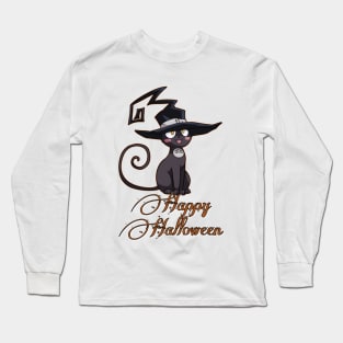 Witch Cat Halloween Long Sleeve T-Shirt